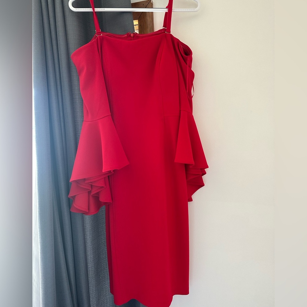 Dress barn Elegant Red Ruffle Dress